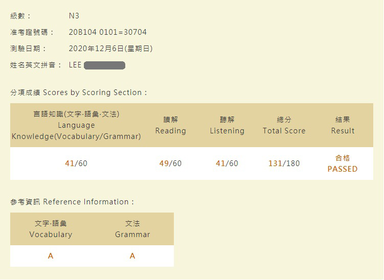 日語檢定(JLPT)學員心得