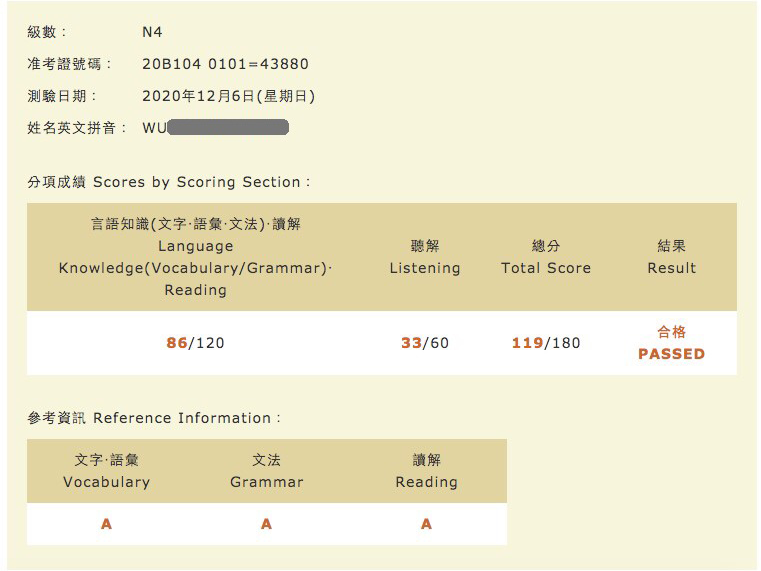 日語檢定(JLPT)學員心得