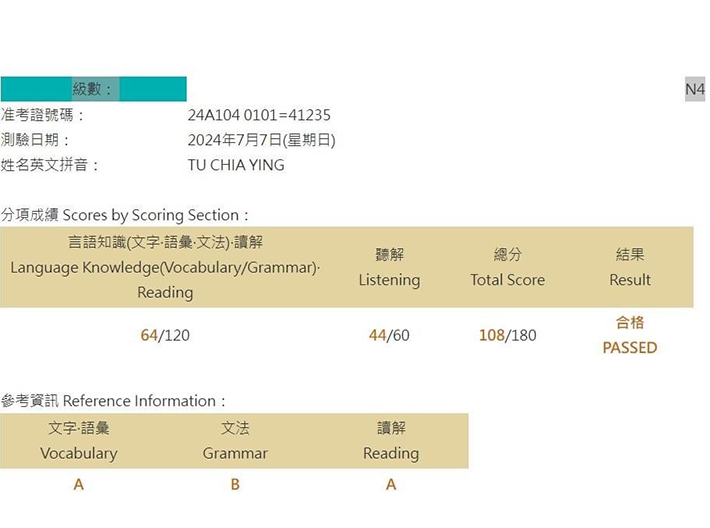 2024年7月日語檢定(JLPT)學員心得