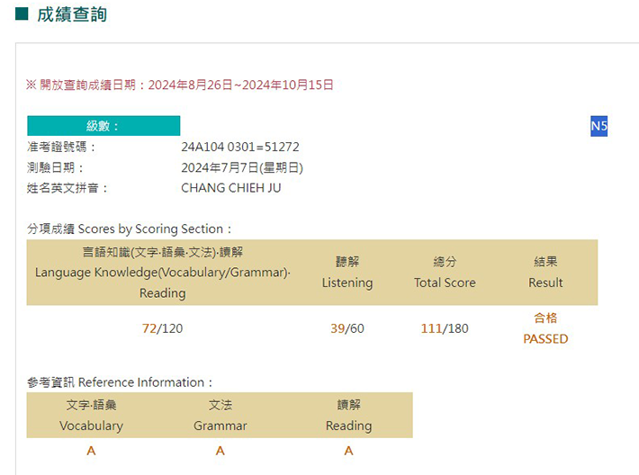 2024年7月日語檢定(JLPT)學員心得