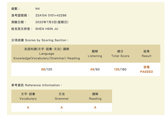 日語檢定學員心得