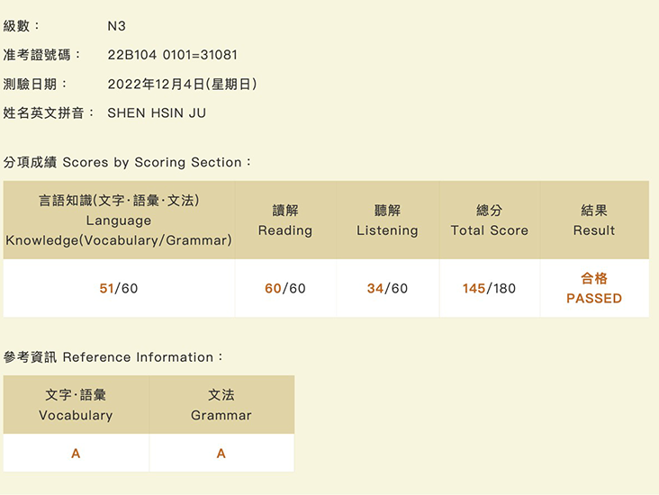 日語檢定學員心得