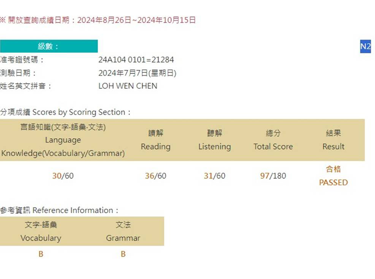 2024年7月日語檢定(JLPT)學員心得