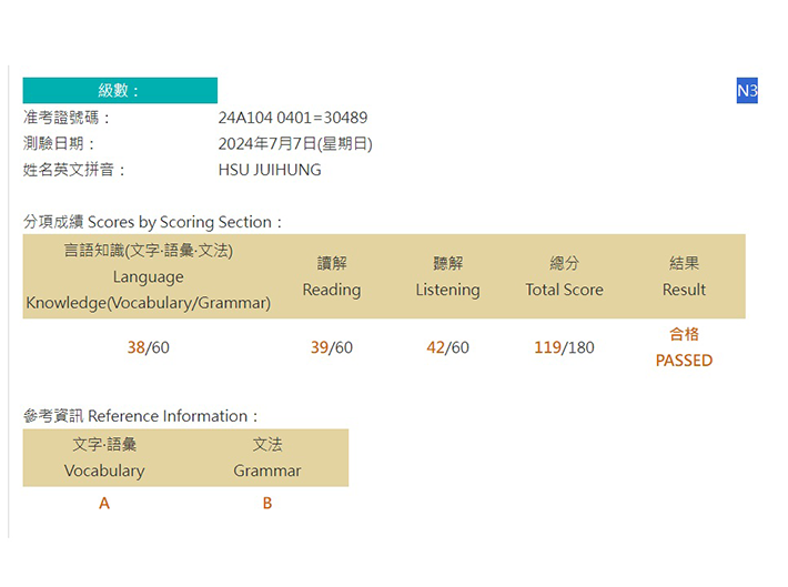2024年7月日語檢定(JLPT)學員心得