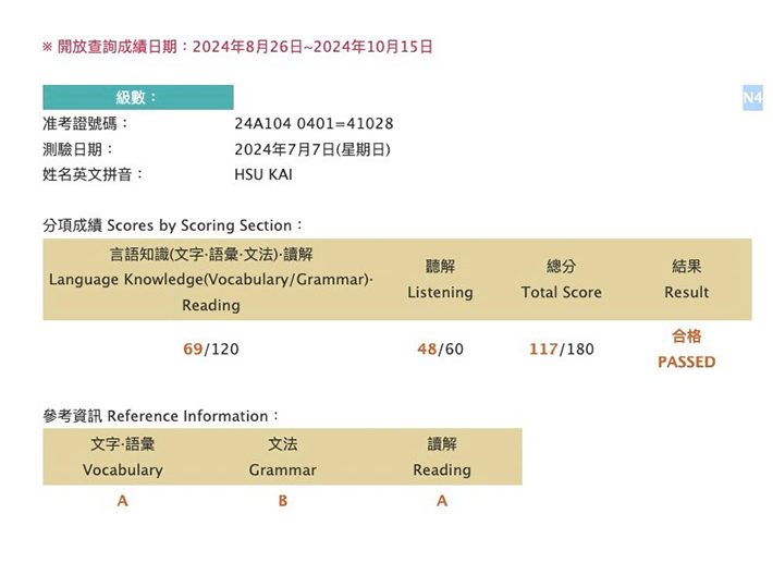 2024年7月日語檢定(JLPT)學員心得
